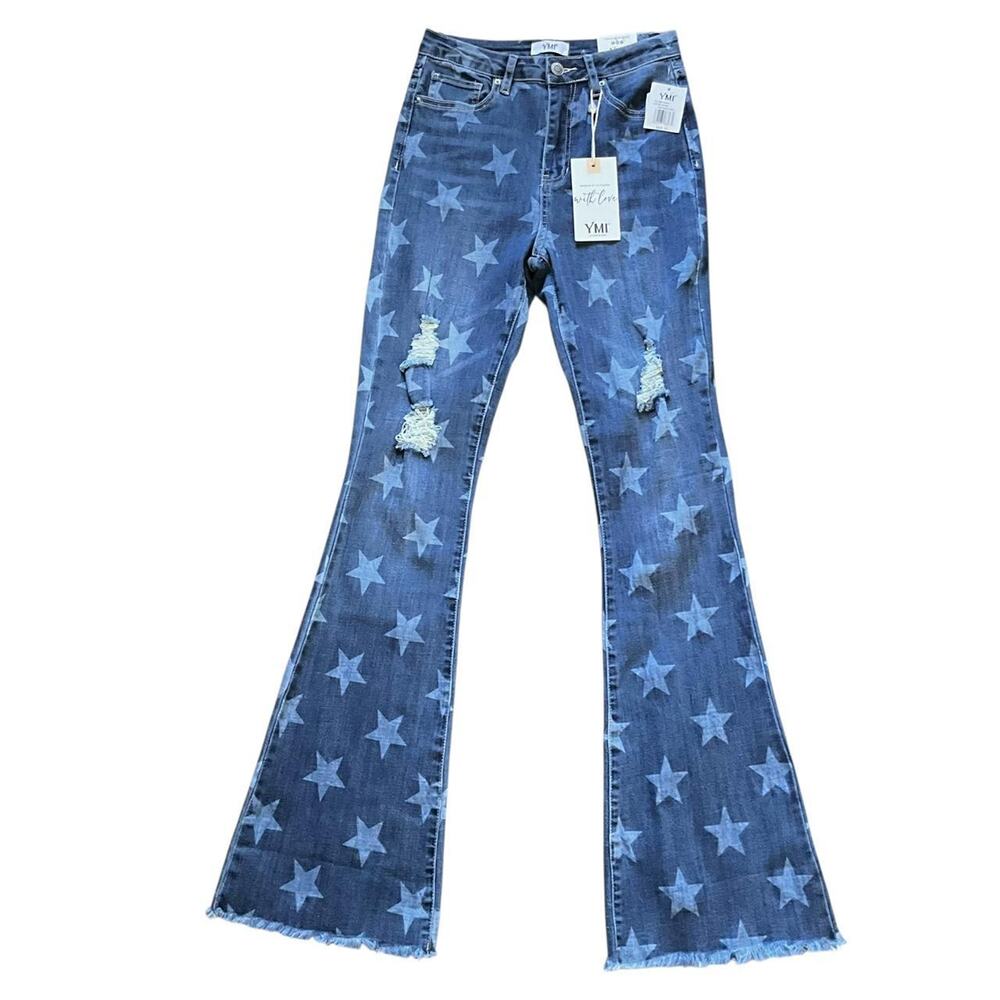 YMI Blue Distressed Starry Jeans: Y2K, Modern